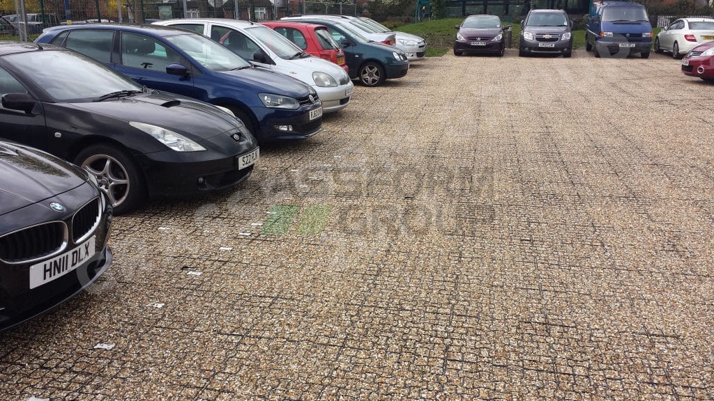 temporary car park with geogrid
